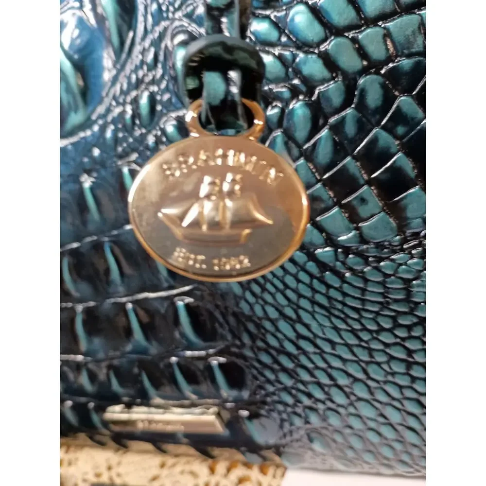 NWT BRAHMIN Melbourne Collection Blue Patina Small Finley Carryall Satchel Bag